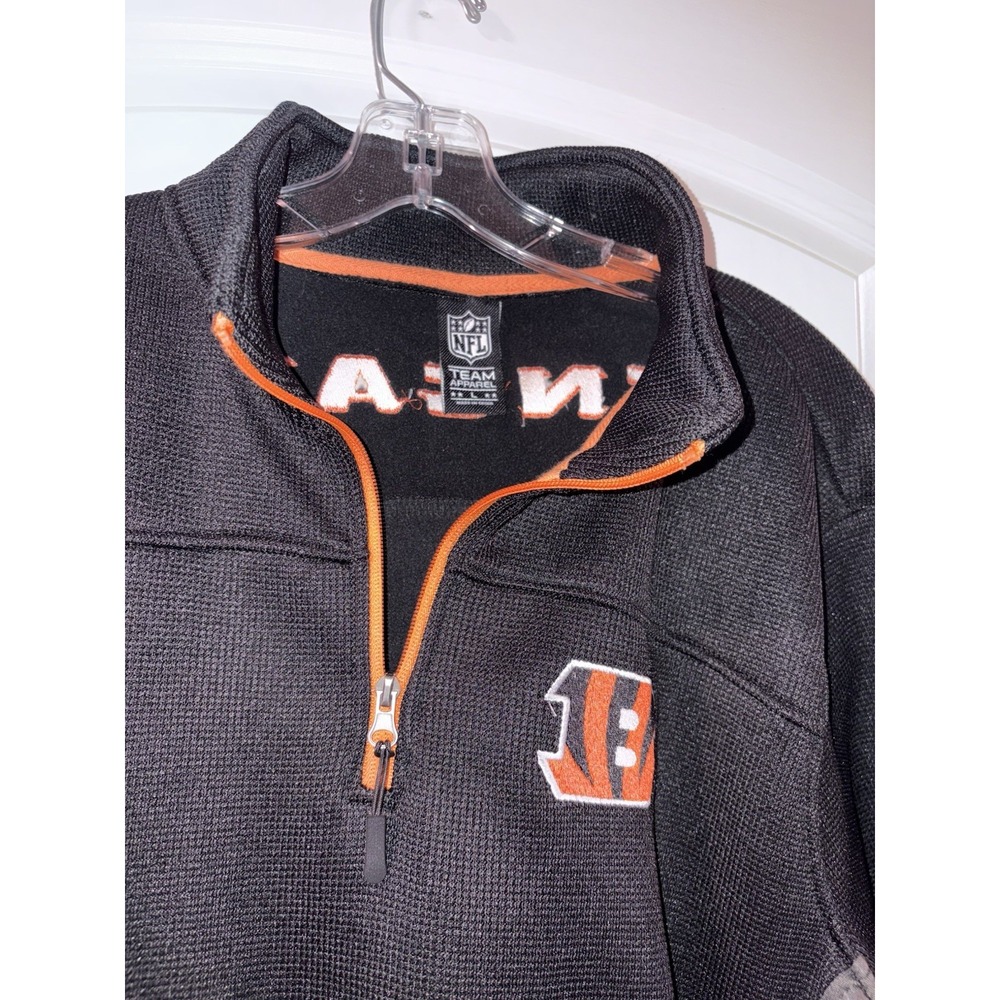 Cincinnati Bengals Sweatshirt Adult Large Black Heavyweight 1/4‎ Zip Pullover LG